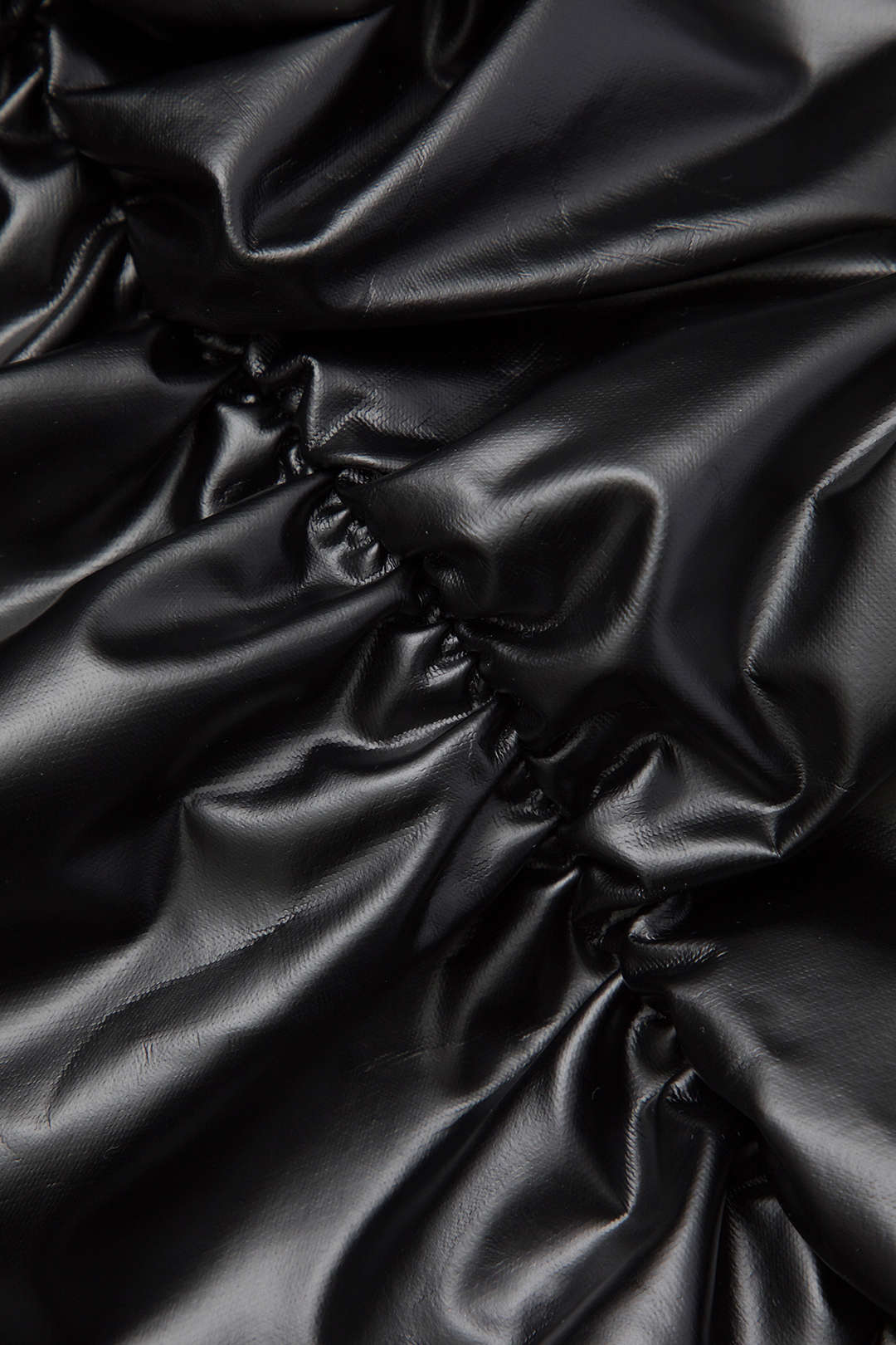 Faux Leather Asymmetric Ruched Mini Dress