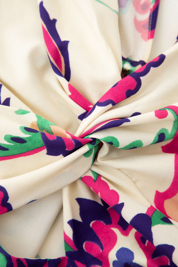 Floral Print Twist Front Cut Out Midi Dress