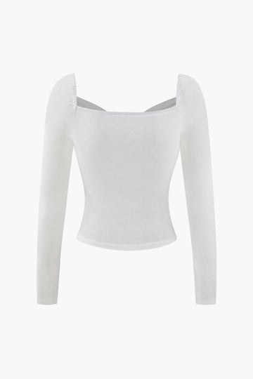V-neck Ruched Bust Long Sleeve Top