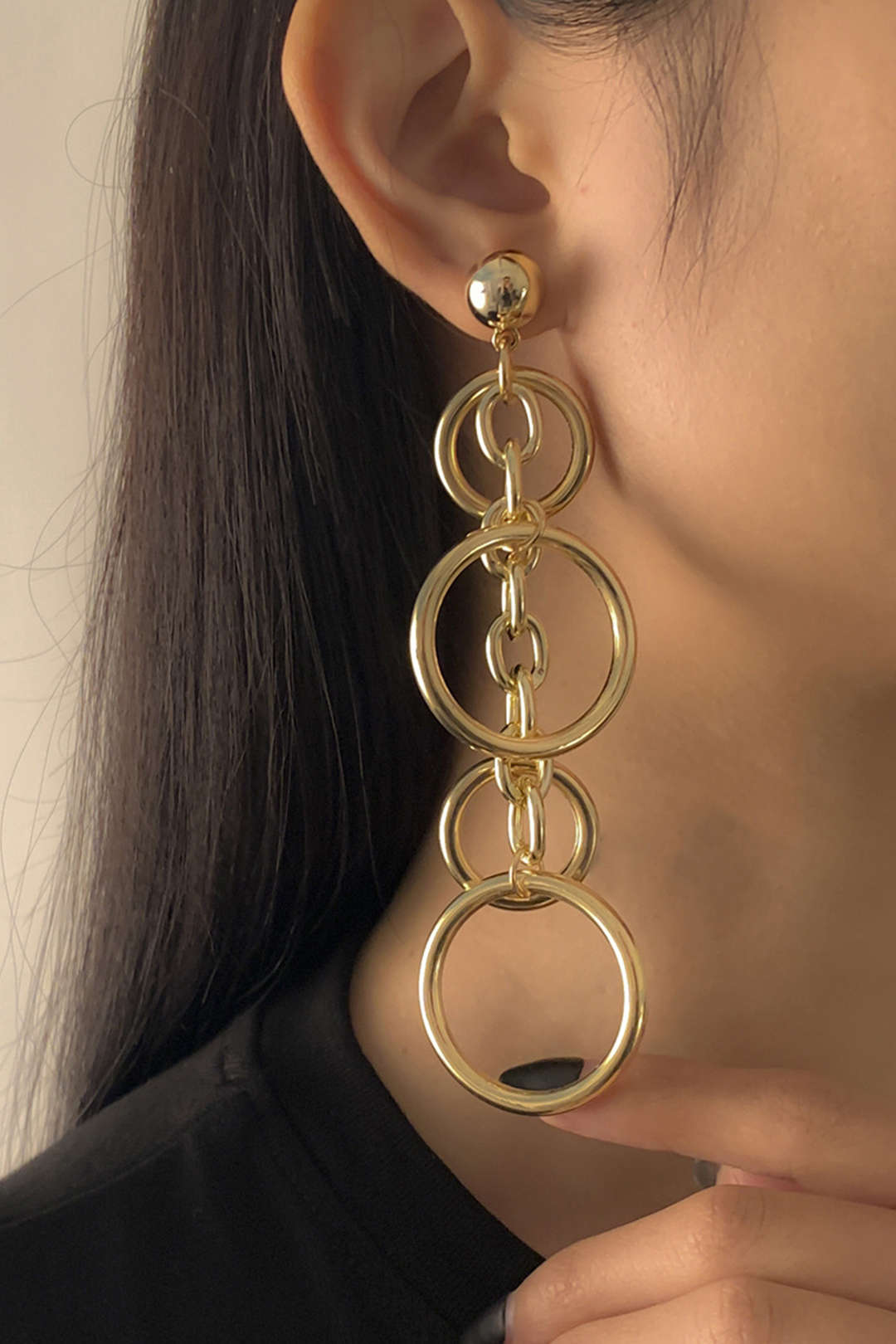 Circle & Chain Drop Earrings