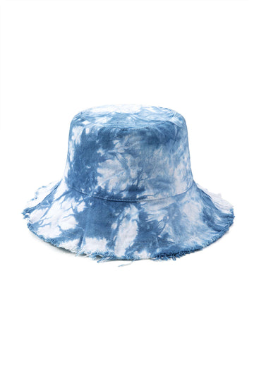 Tie Dye Frayed Trim Bucket Hat