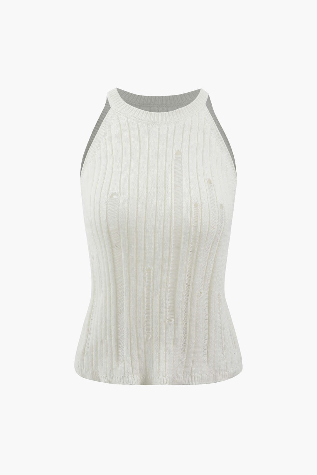 Distressed Laddered Knit Tank Top
