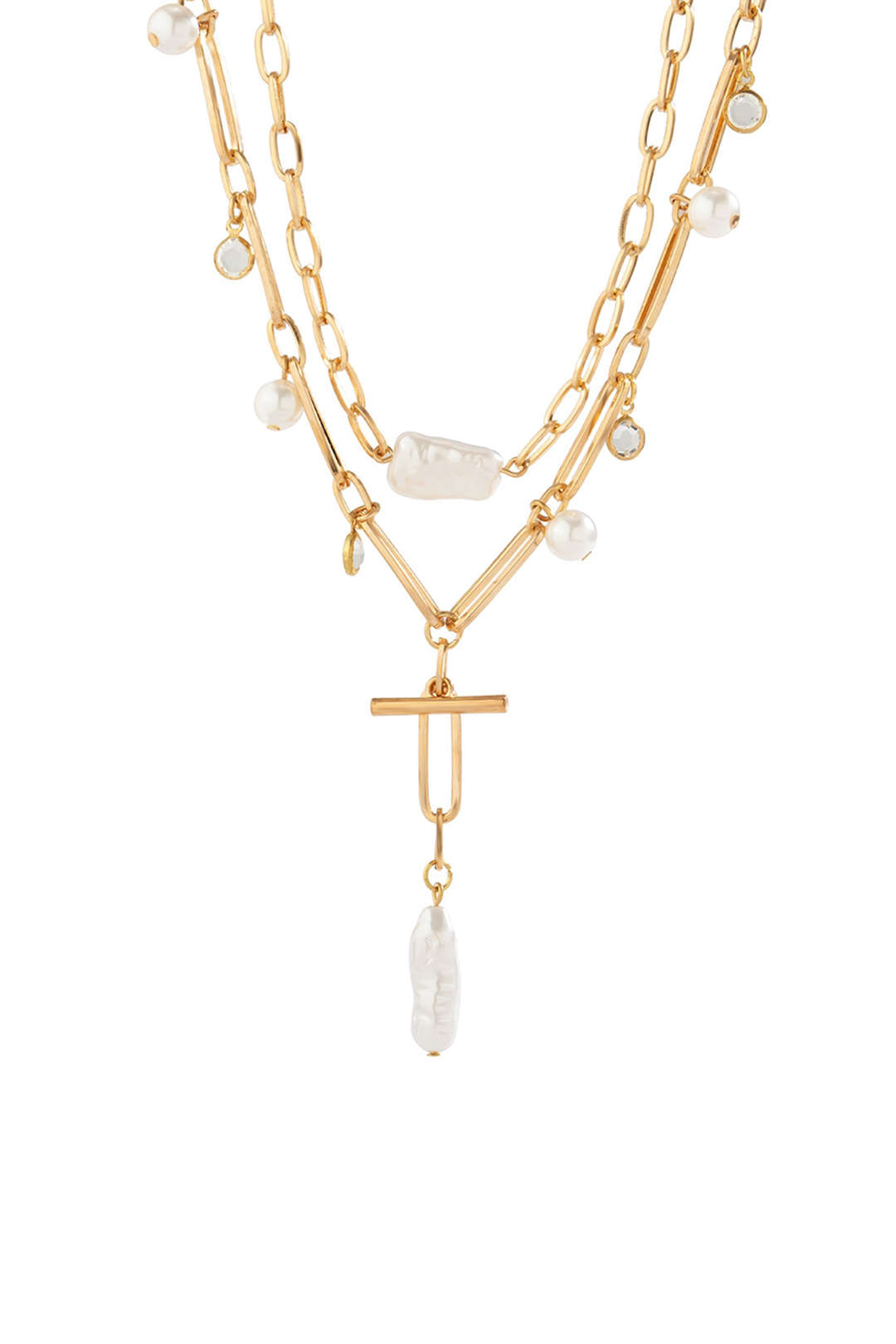 Chain & Faux Pearl Decor Pendant Necklace