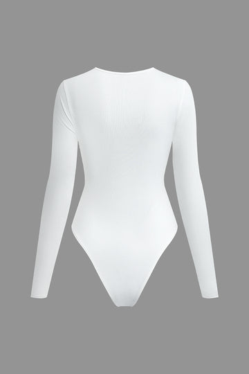 Cross Cut Out V-neck Long Sleeve Bodysuit