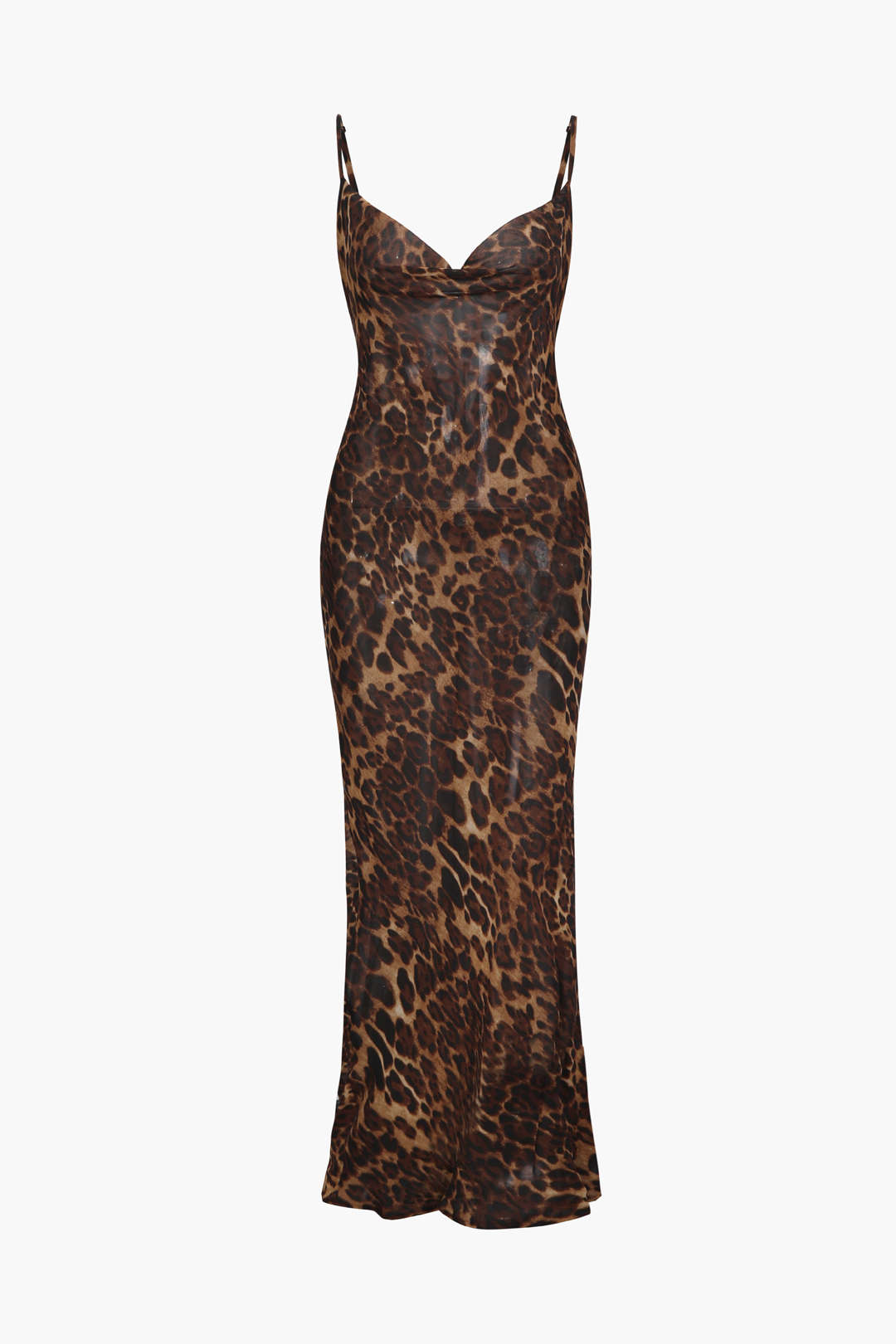 Leopard Print Draped Maxi Dress