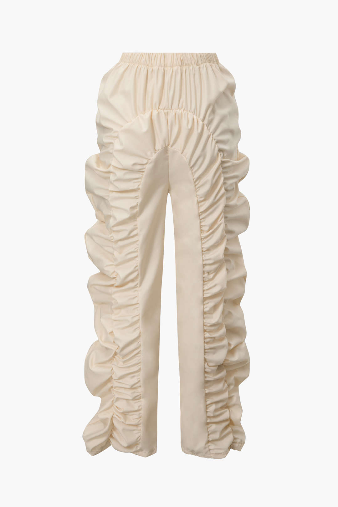 Solid Ruched Straight Leg Pants