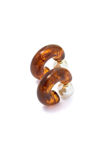 Resin Hoop Earrings With Pearl Ball