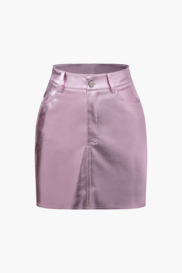 Faux Leather Pocket Mini Skirt