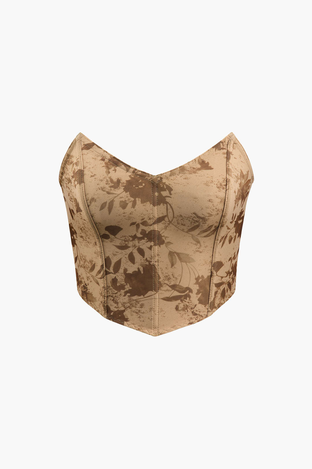 Floral Print Corset Strapless Top