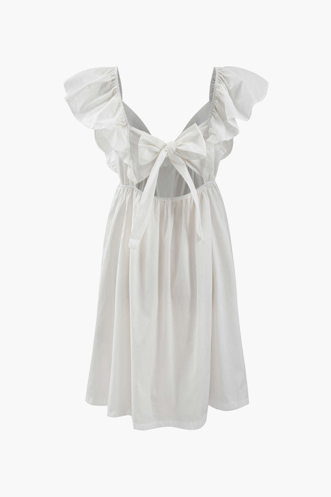V-neck Flutter Sleeve Bowknot Mini Dress
