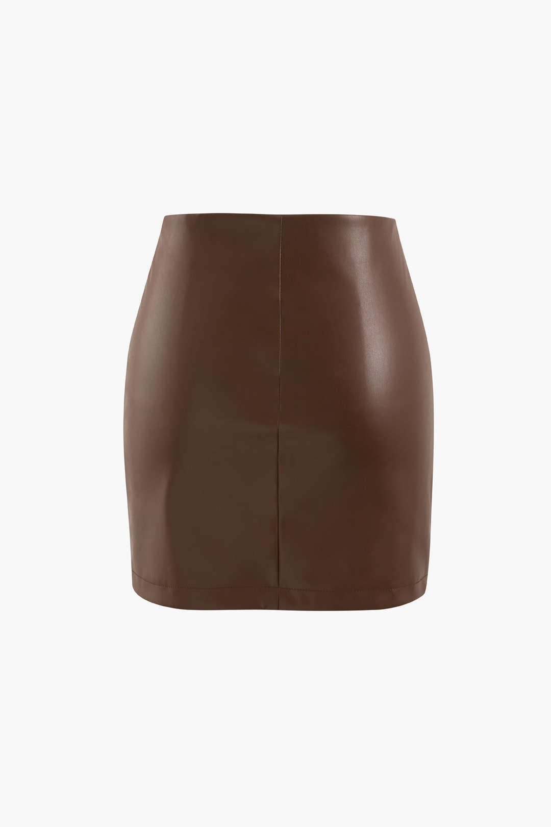 Asymmetrical Ruched Faux Leather Mini Skirt