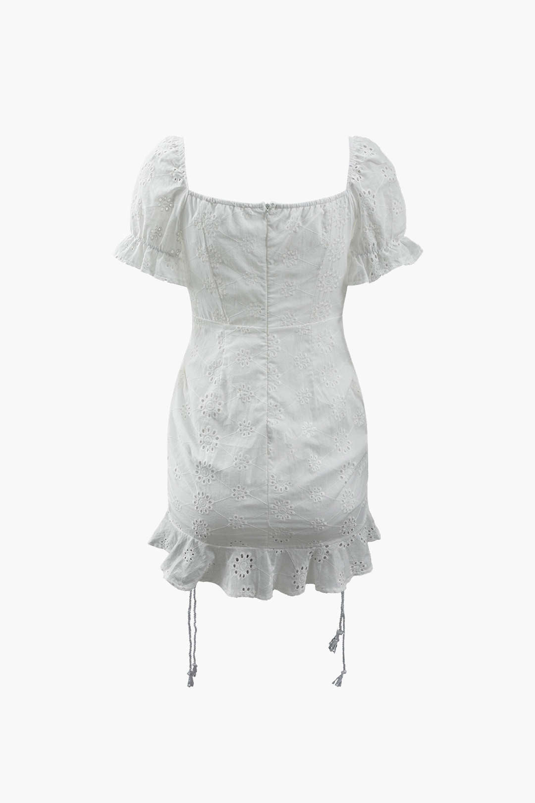 Embroidered Puff Sleeve Mini Dress