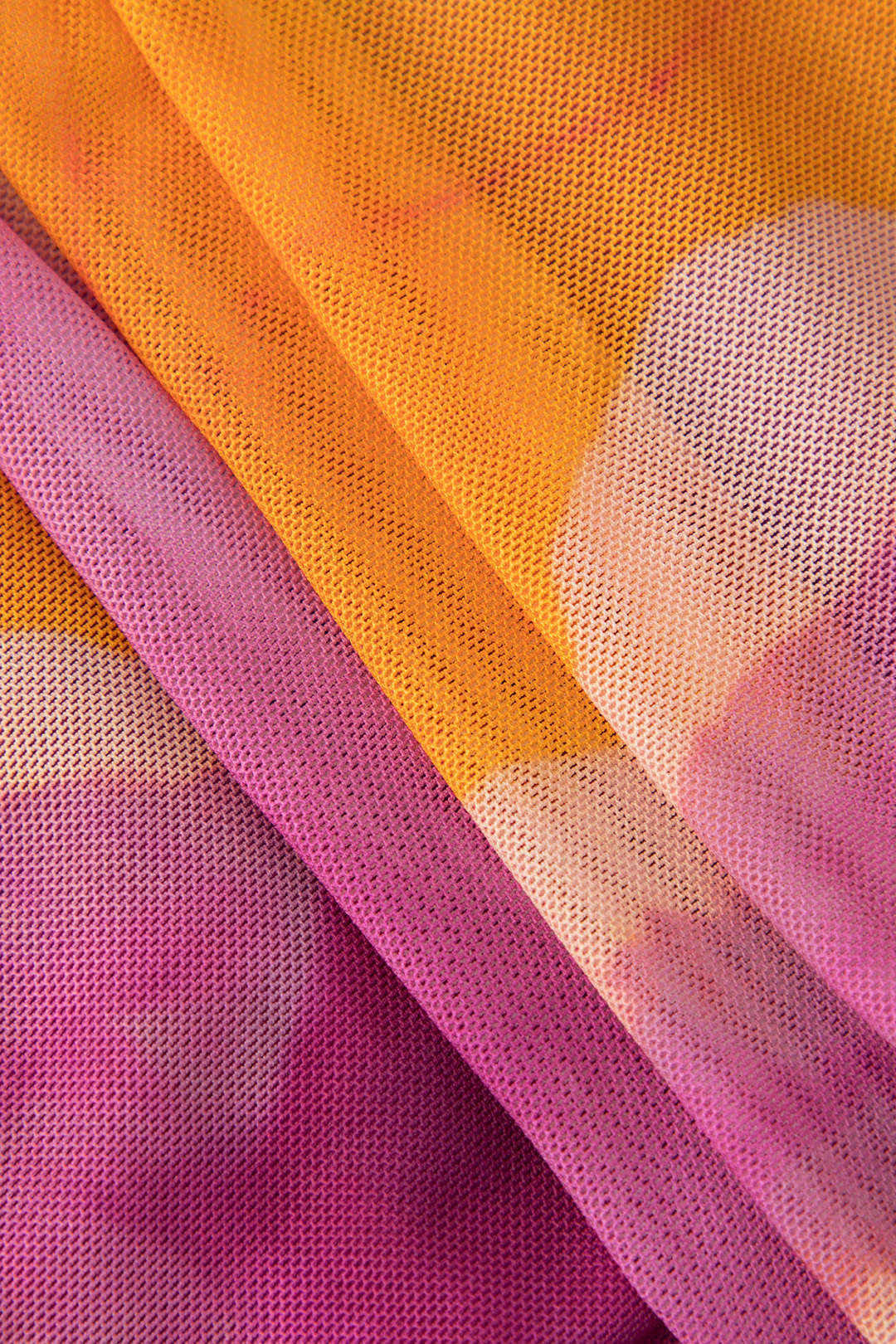 Abstract Print Mesh Strapless Midi Dress