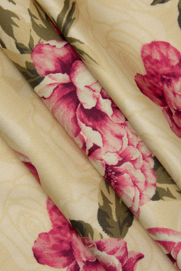 Floral Print Corset Top And Slit Midi Skirt Set