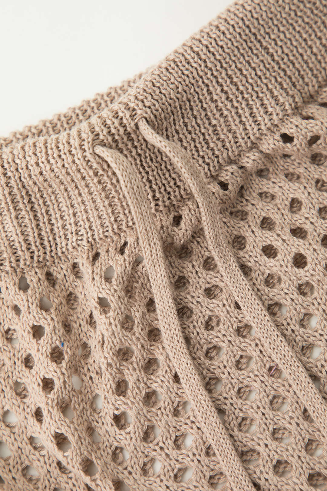 Tassel Hem Openwork Knit Halter Top And Drawstring Skirt Set