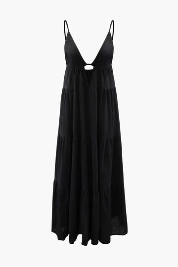 V-neck Cut Out Tiered Maxi Dress