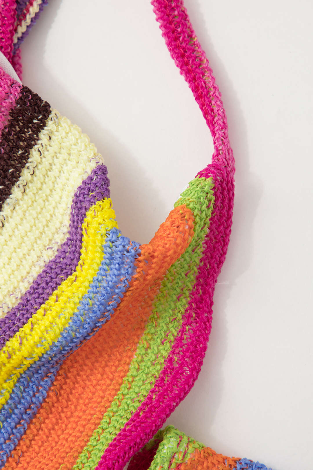 Rainbow Stripe Knit V-Hem Cami And Slit Skirt Set
