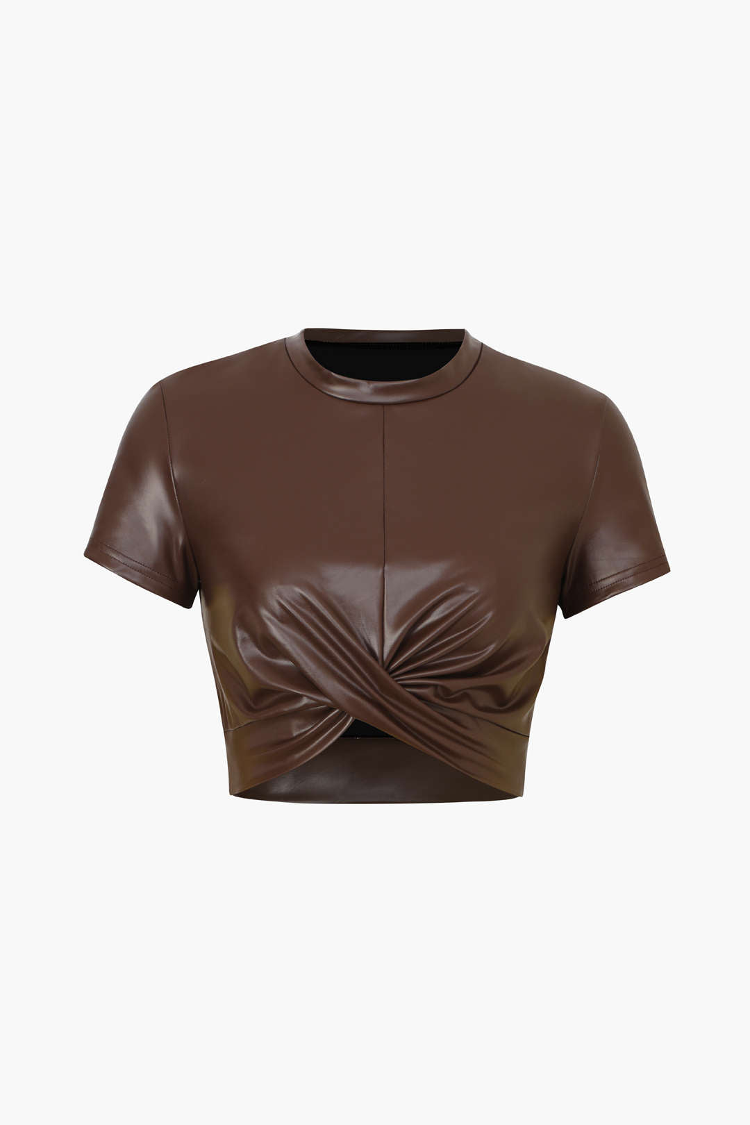 Faux Leather Cropped Tee