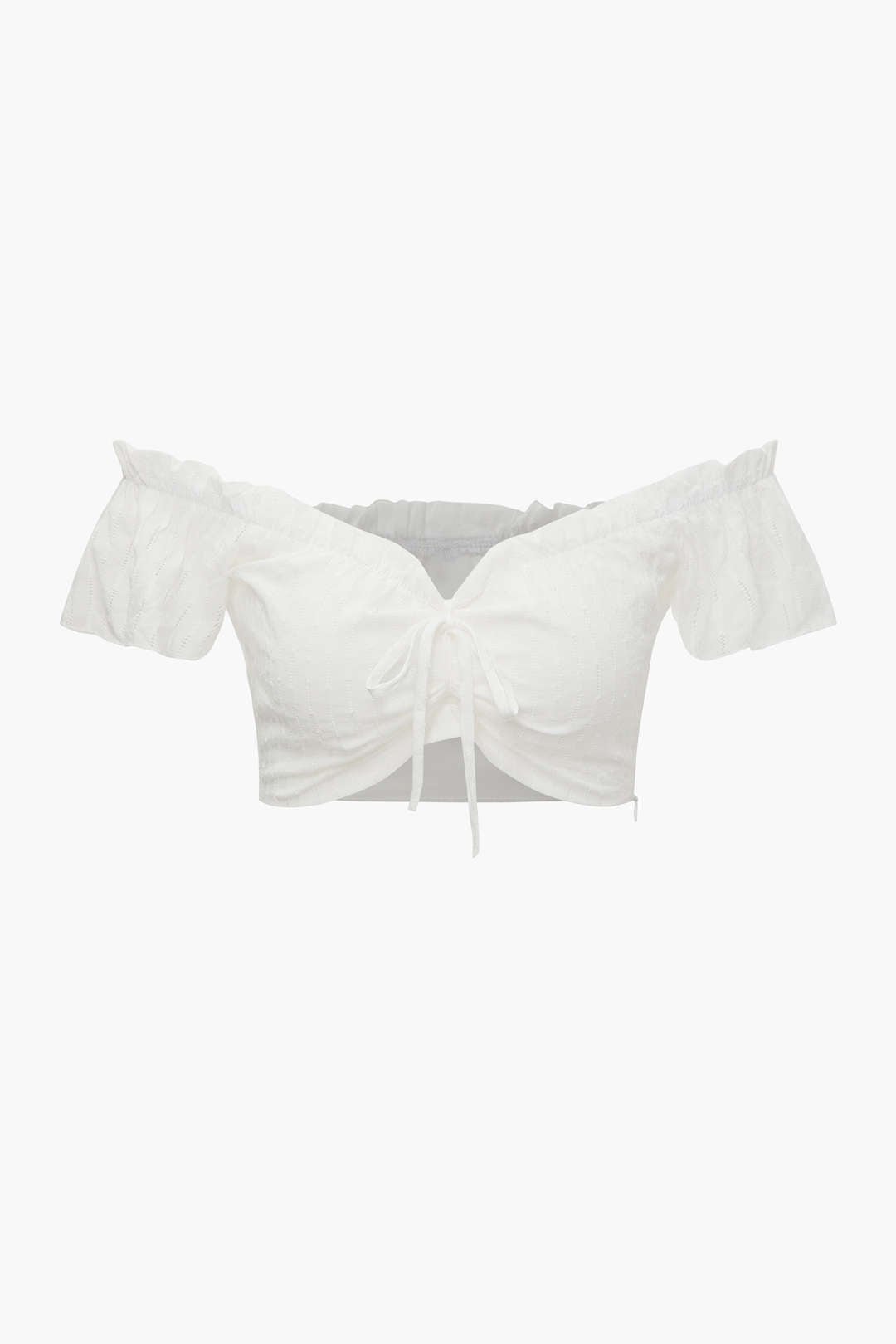 Off-Shoulder Crop Top And Elastic Waist Pants Set