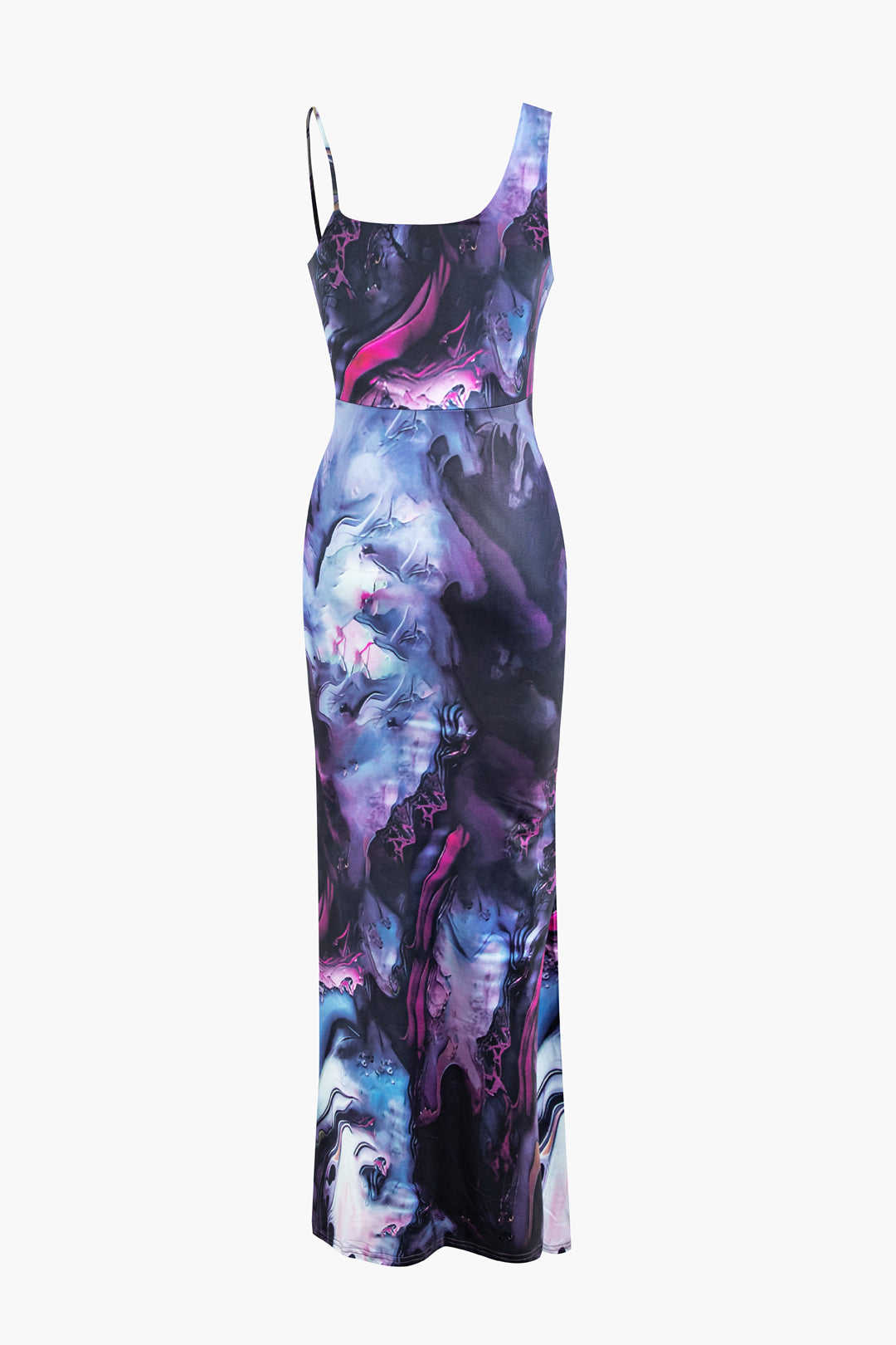 Abstract Print Sleeveless Square Neck Maxi Dress