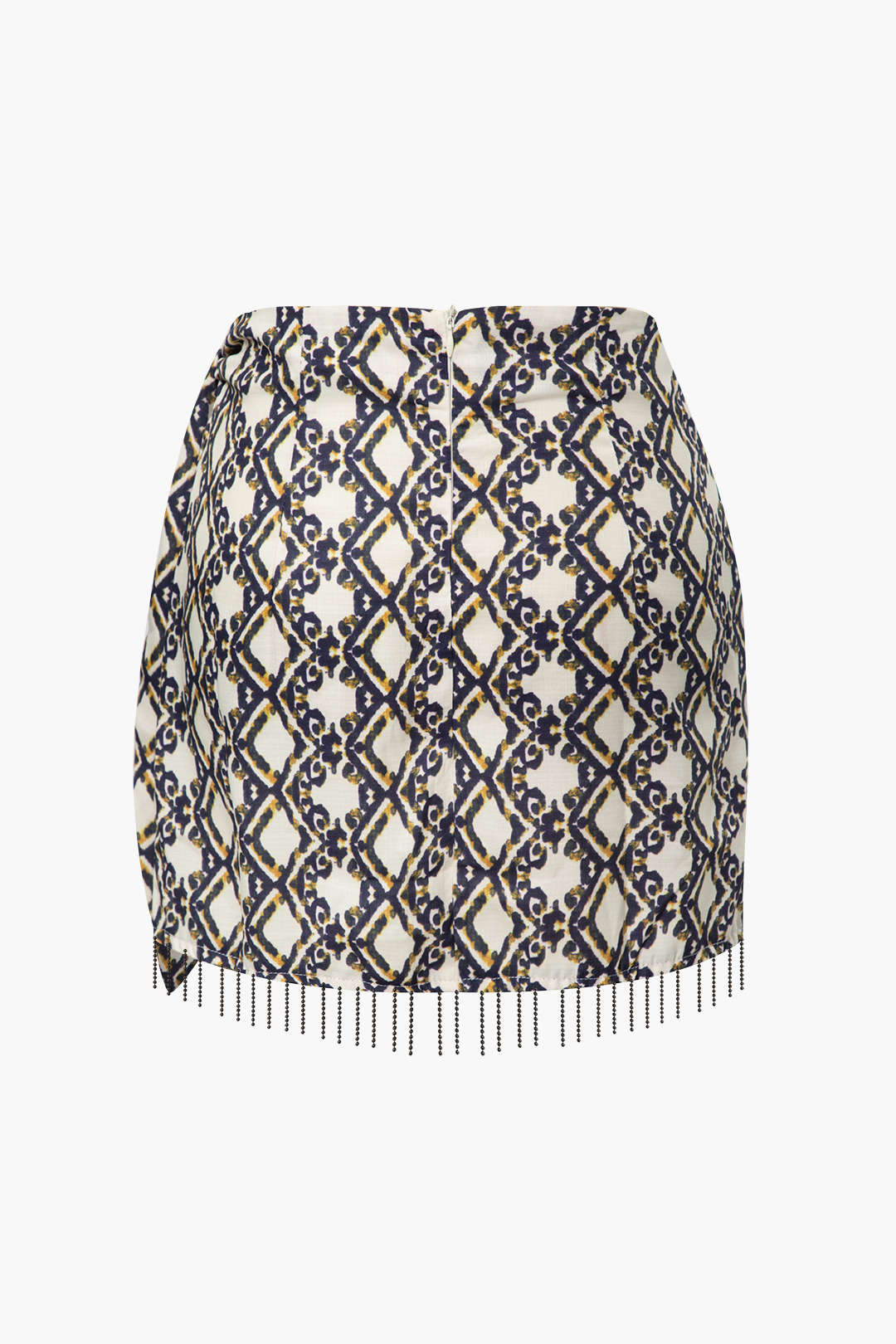Geometric Print Fringe Hem Wrap Mini Skirt