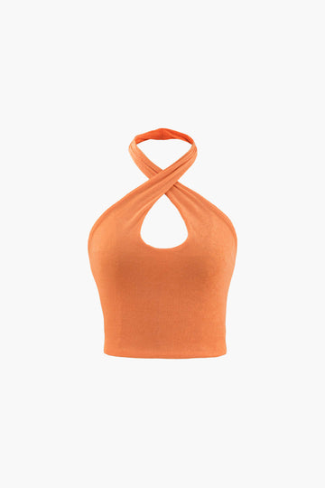 Cross Strap Cut Out Halter Top