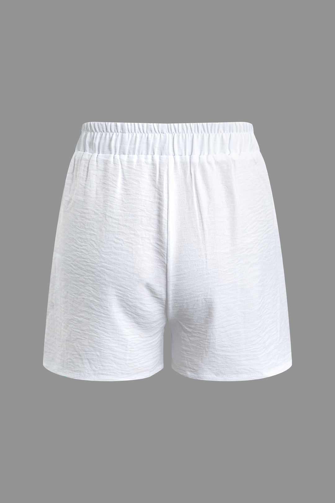 Solid Short Sleeve Blouse And Drawstring Shorts Set