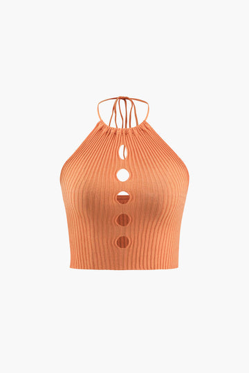 Cut Out Knit Halter Top