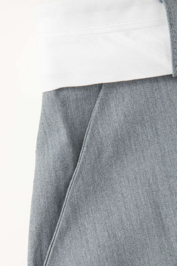 Contrast Waist Slit Front Maxi Skirt