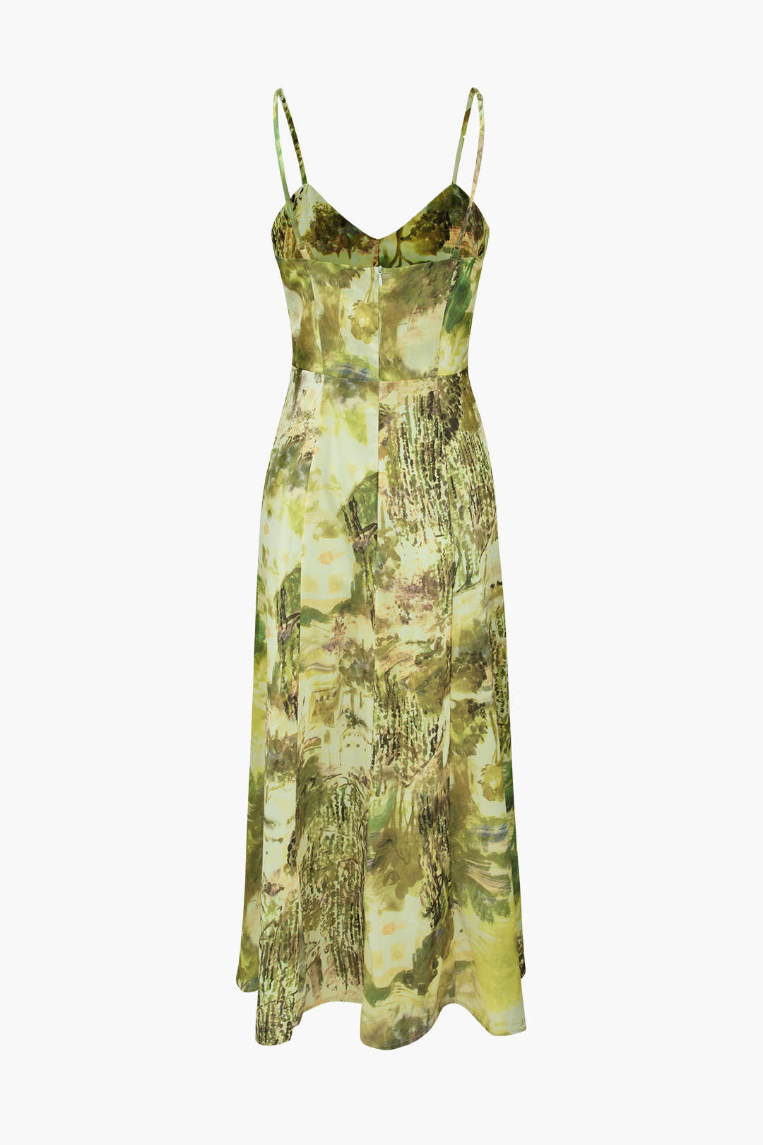 Landscape Print Side Slit Midi Dress