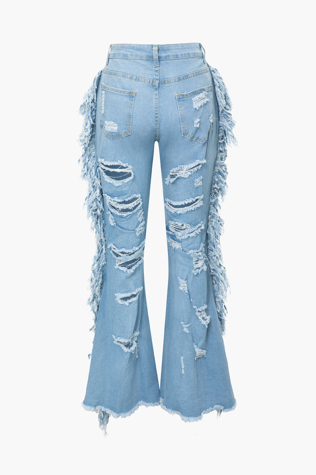Ripped Frayed Flared Leg Jeans
