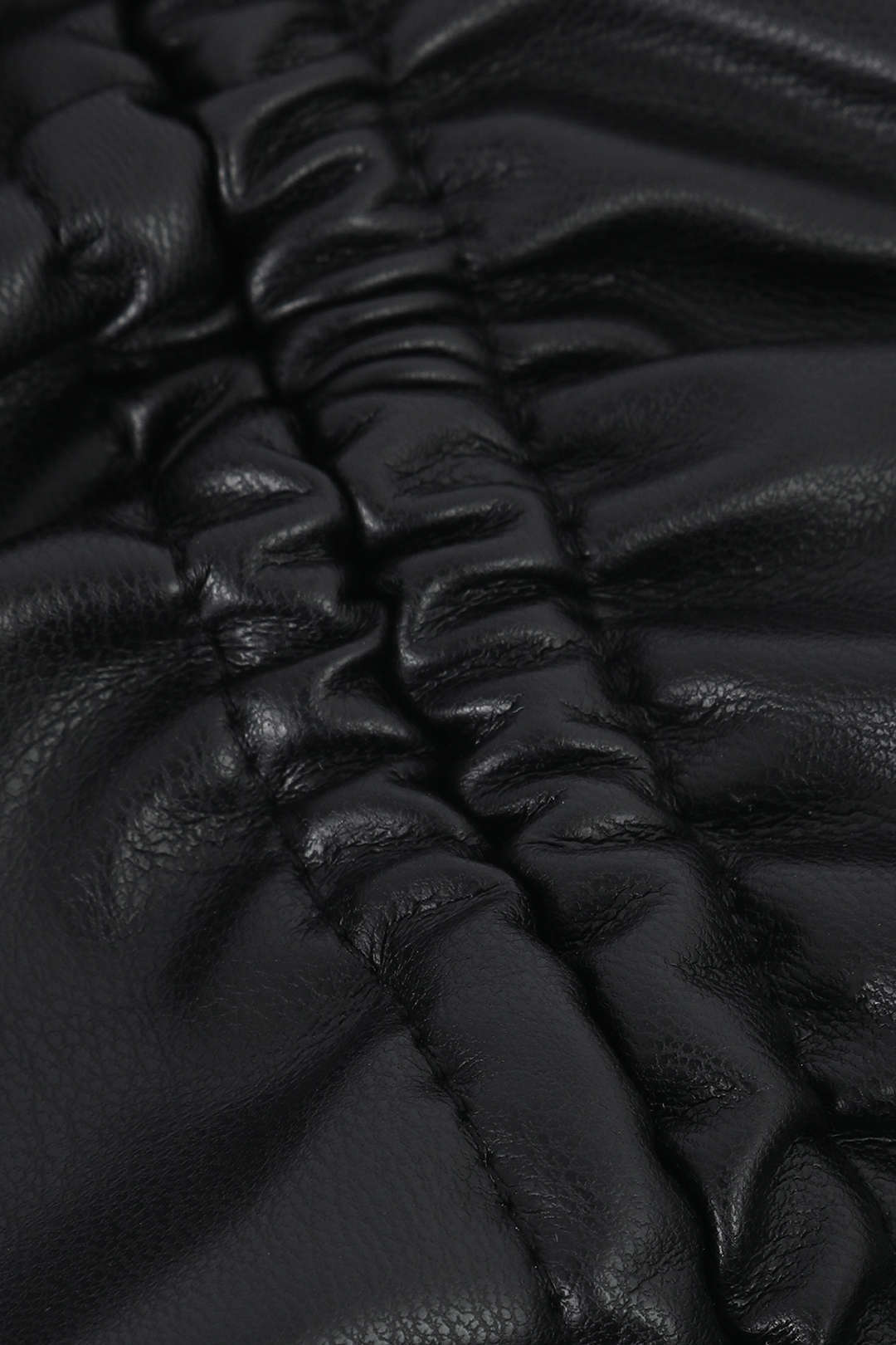 Drawstring Slit Leather Mini Skirt