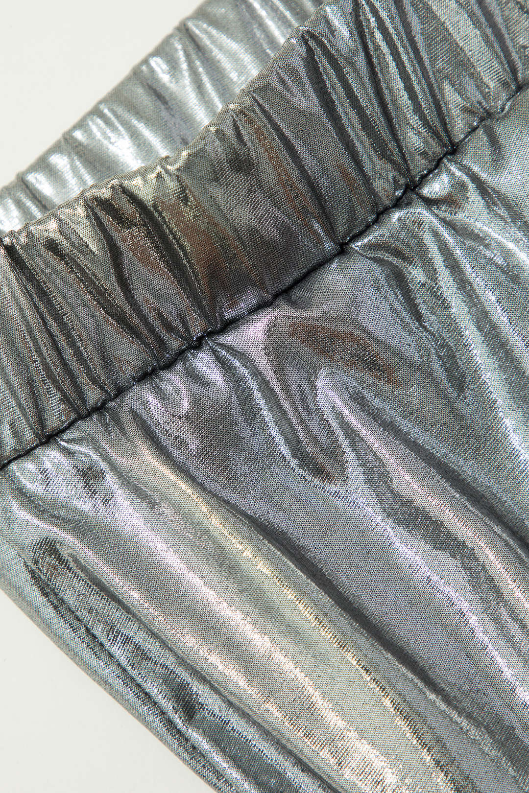 Metallic High Waisted Back Slit Maxi Skirt