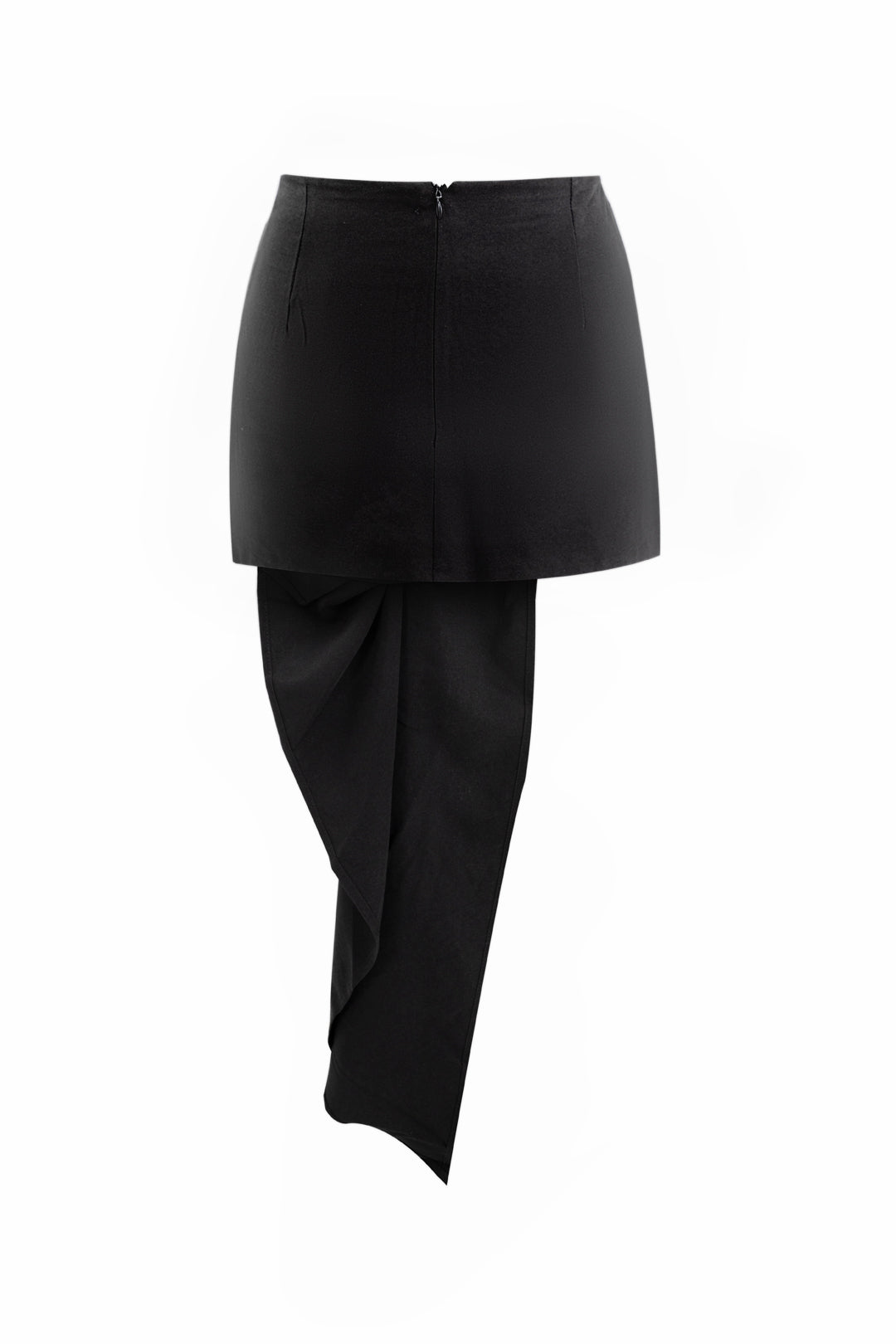 Asymmetric Zip-Up Ruched Mini Skirt