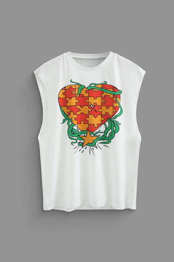 Heart Graphic Sleeveless T-Shirt