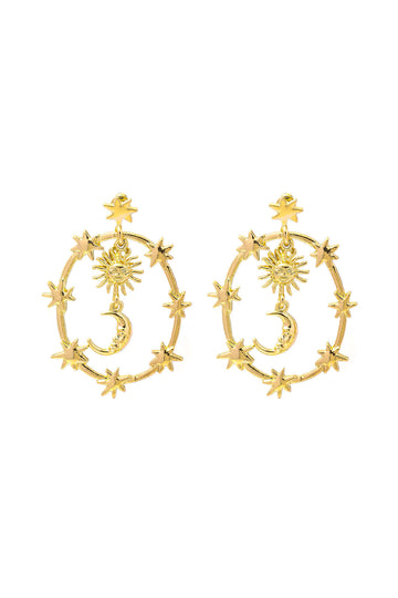 Sun & Star & Moon Pendant Earrings