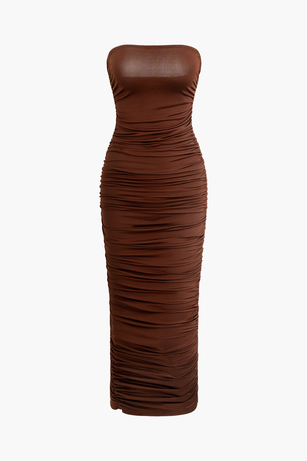 Ruched Strapless Maxi Dress With Glove