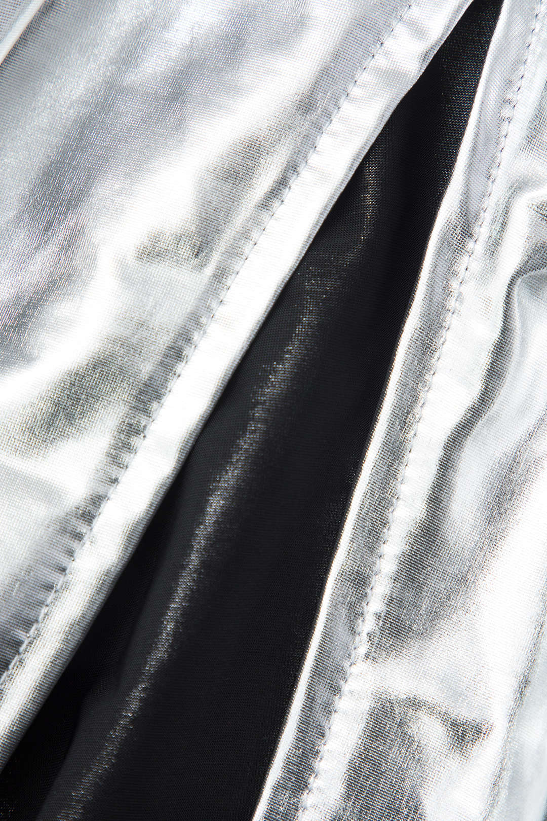Metallic Cowl Neck Backless Slit Slip Maxi Dress
