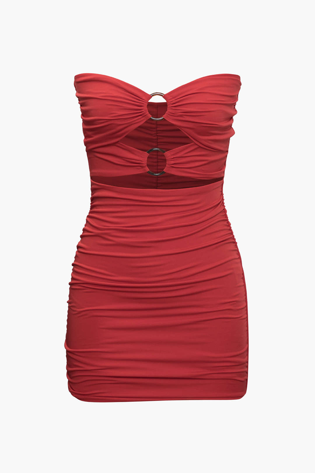 Ring Front Cut Out Strapless Mini Dress