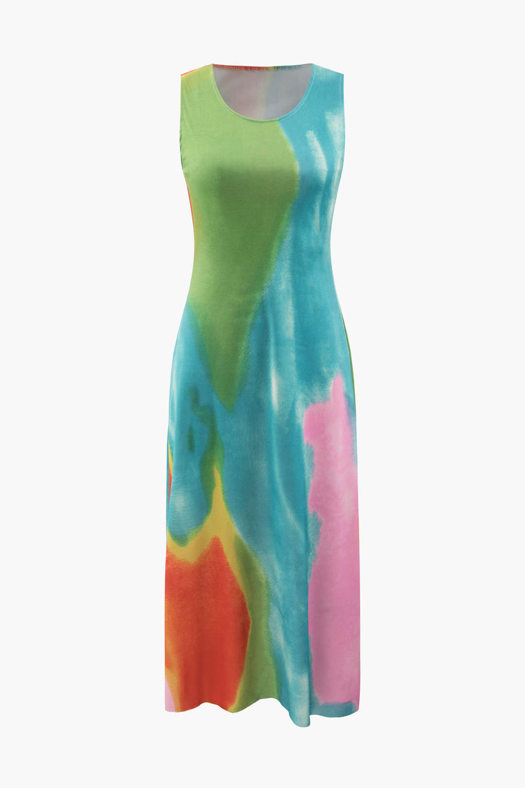 Multicolored Print Sleeveless Maxi Dress