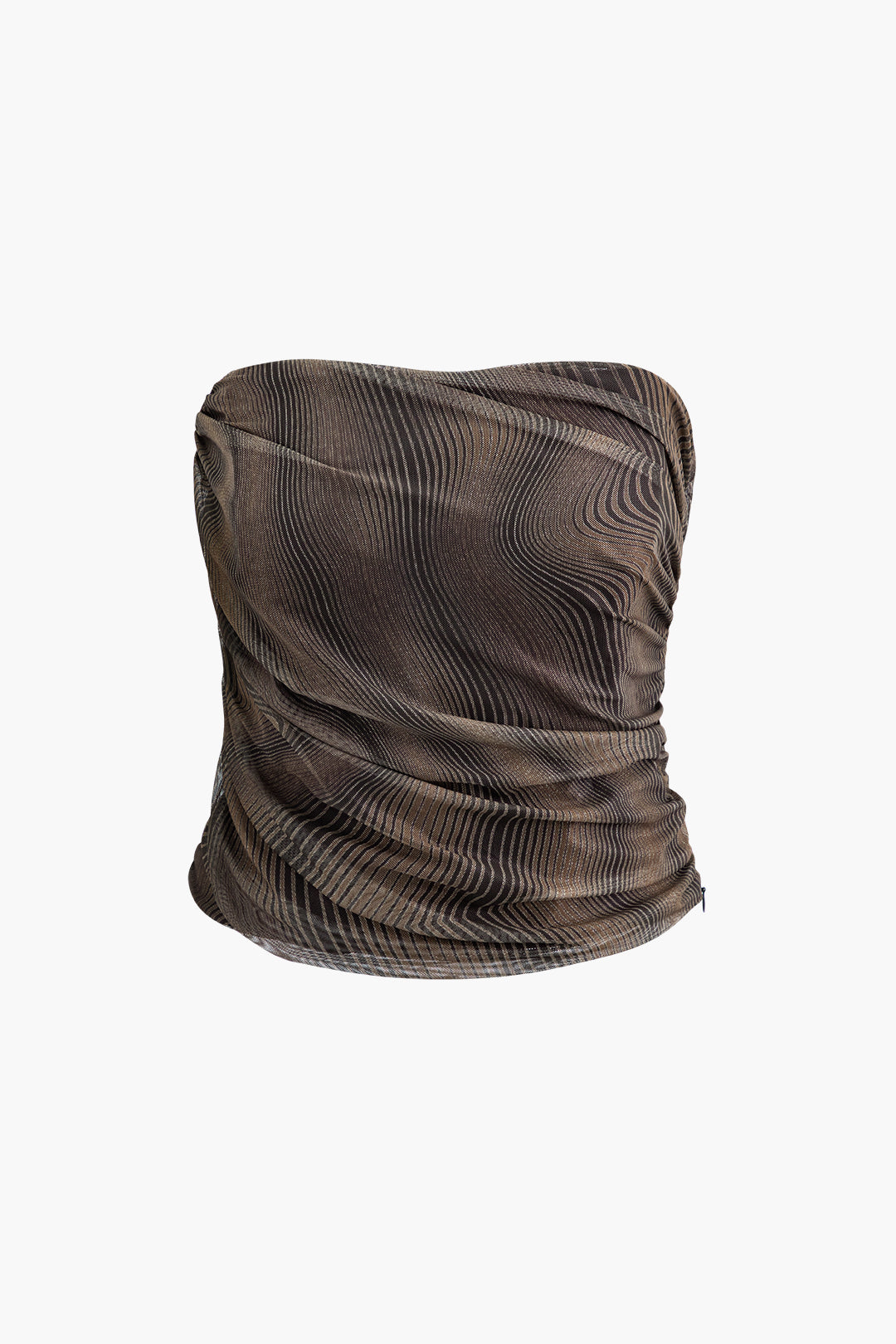 Wave Ruched Mesh Tube Top