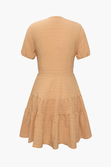 V-neck Short Sleeve Tiered Mini Dress
