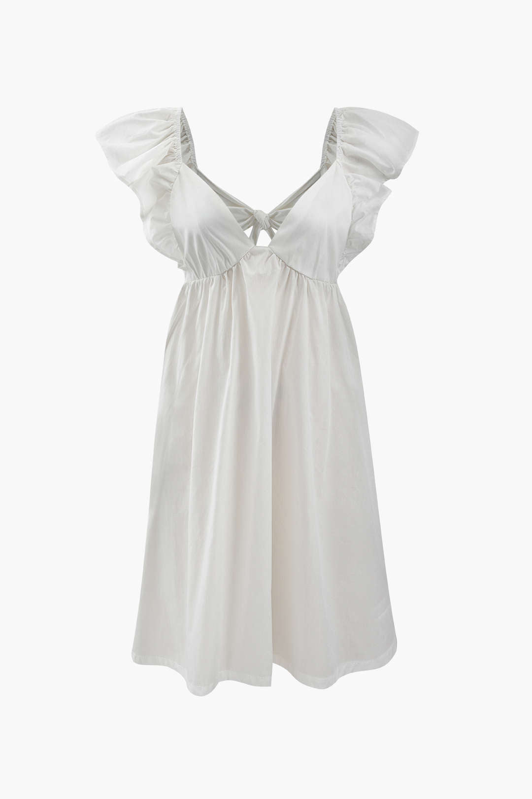 V-neck Flutter Sleeve Bowknot Mini Dress