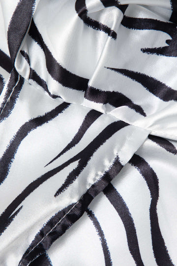 Zebra-stripe Print Long Sleeve Wrap Tie Mini Dress