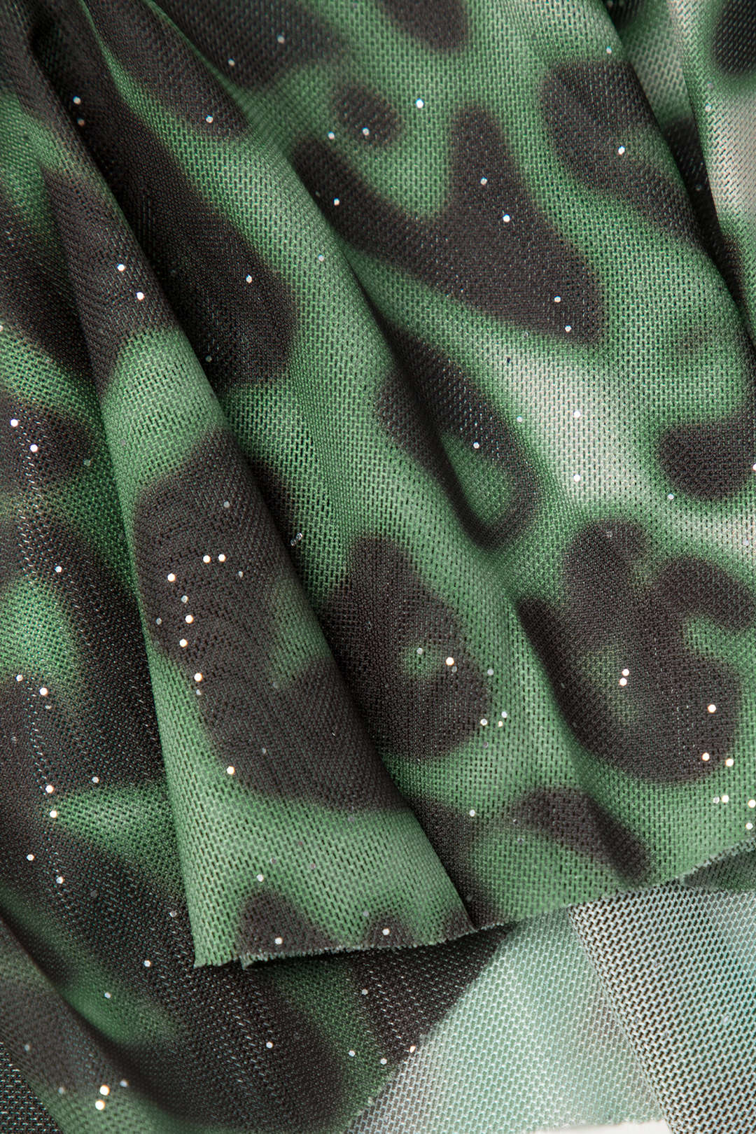 Leopard Print Mesh Ruffle Hem Maxi Dress