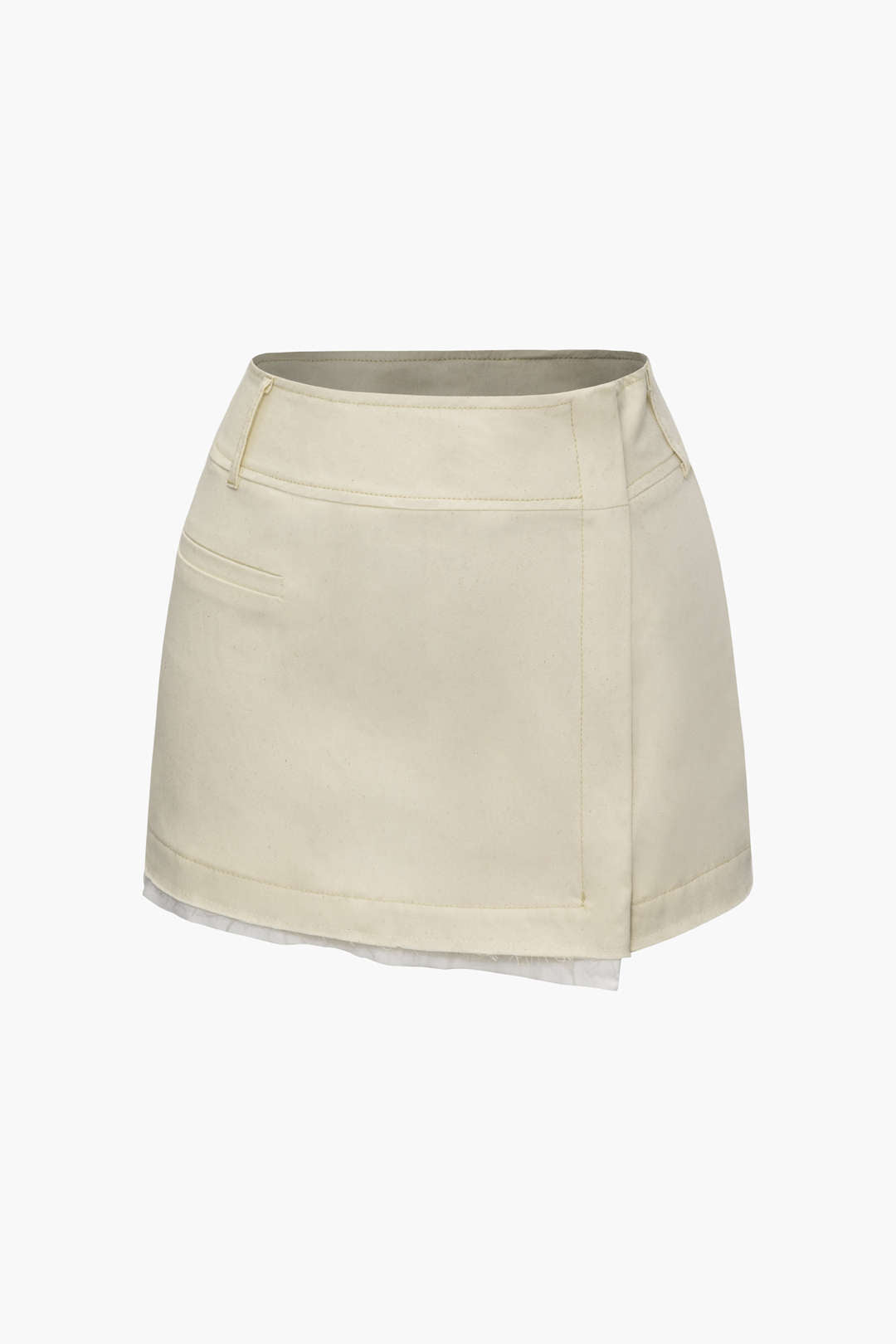 Frayed Hem Wrap Mini Skirt