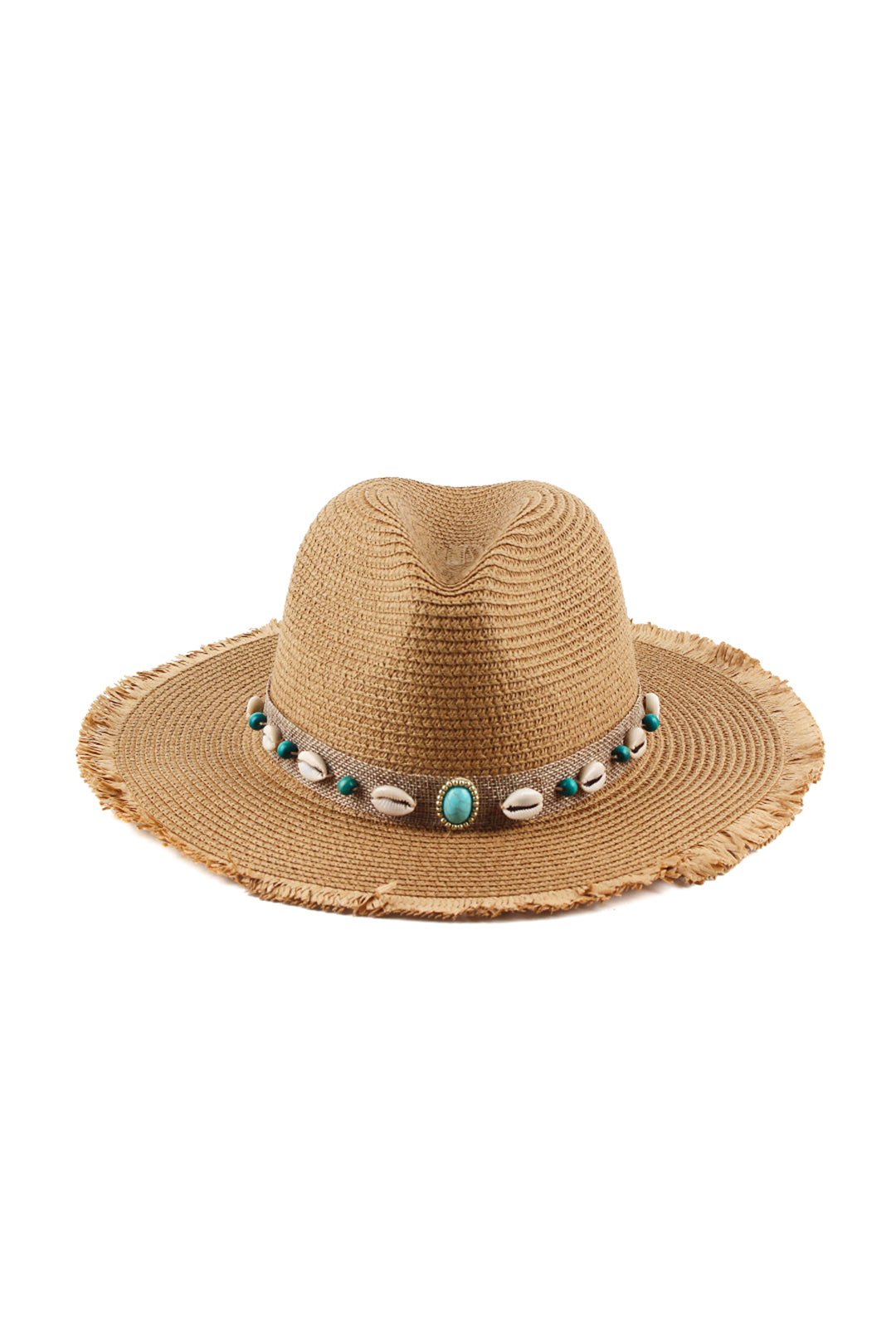 Tassel Shell Detail Straw Cowboy Hat