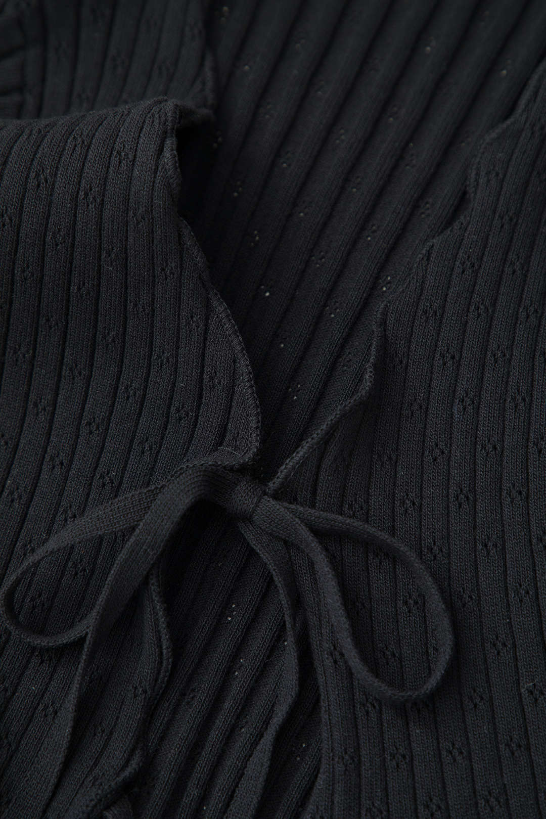 V-neck Tie Front Rib Knit Cardigan