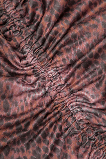 Leopard Print Ruched Drawstring Sleeveless Mini Dress