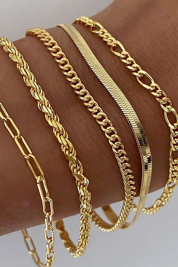 Set of 5 Pc Cuban Chain Bracelets